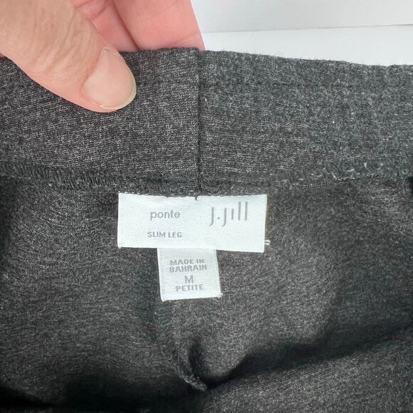 EUC.J. JILL Ponte Slim Leg Stretch Knit Elastic Waist Pull On Gray Pant M Petite - Picture 5 of 9